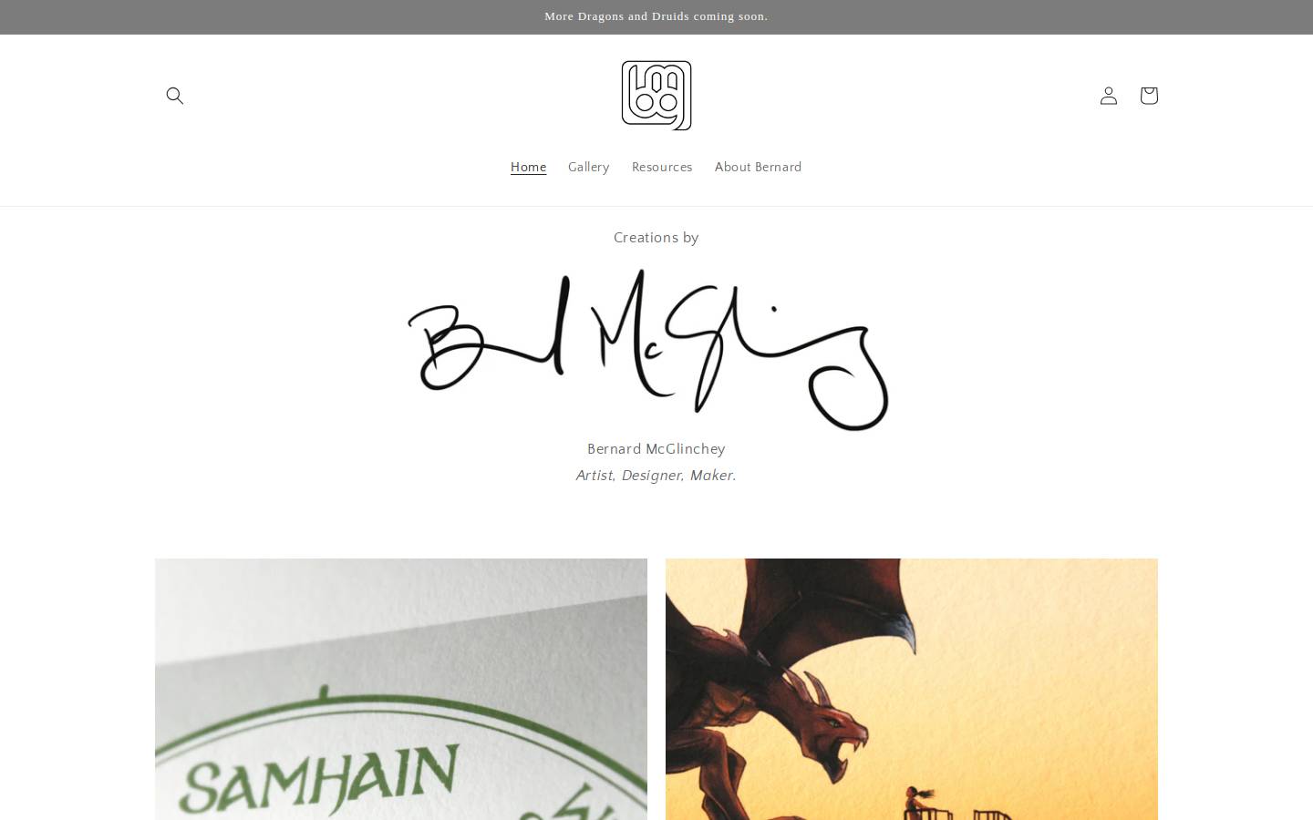 bernardmcglinchey.com homepage screenshot