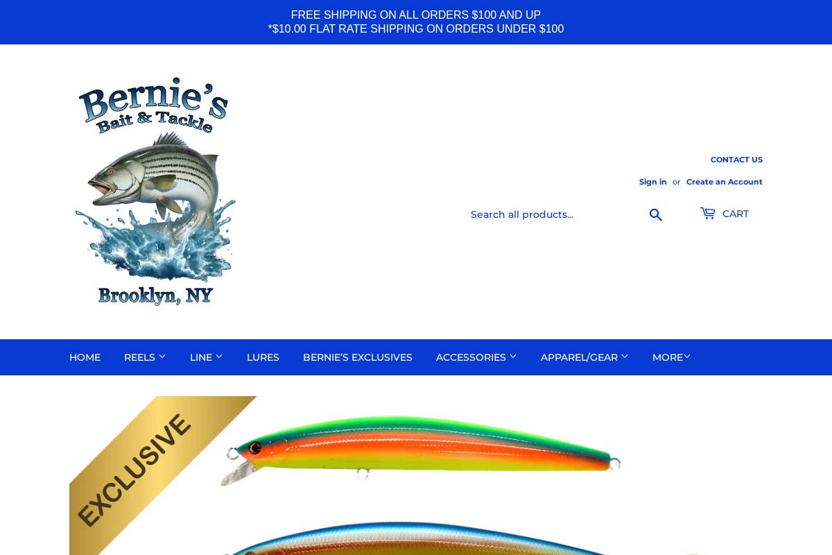 berniesfishing.com homepage screenshot