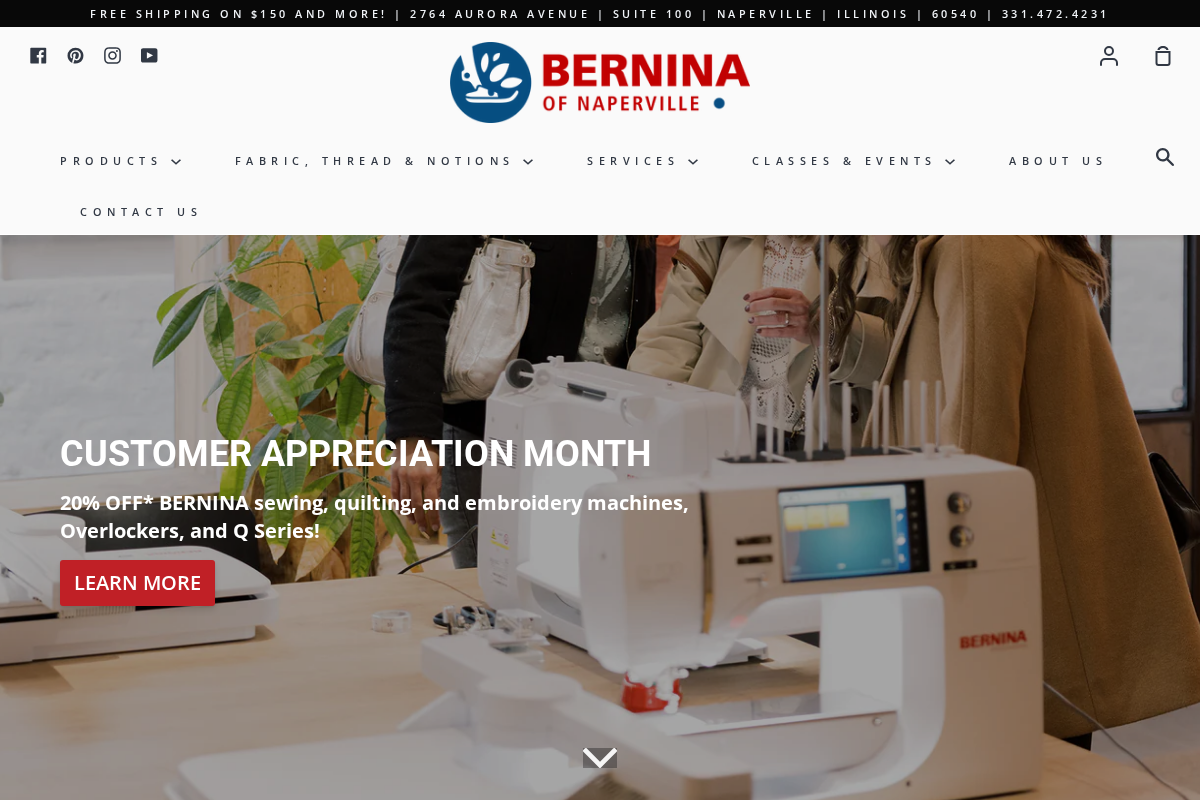 BERNINA of Naperville homepage screenshot