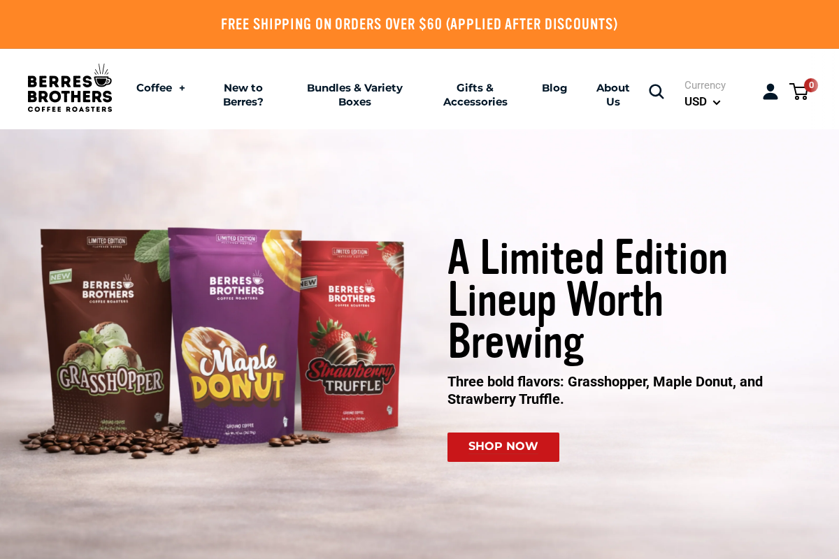 Berres Brothers Coffee Roasters homepage screenshot