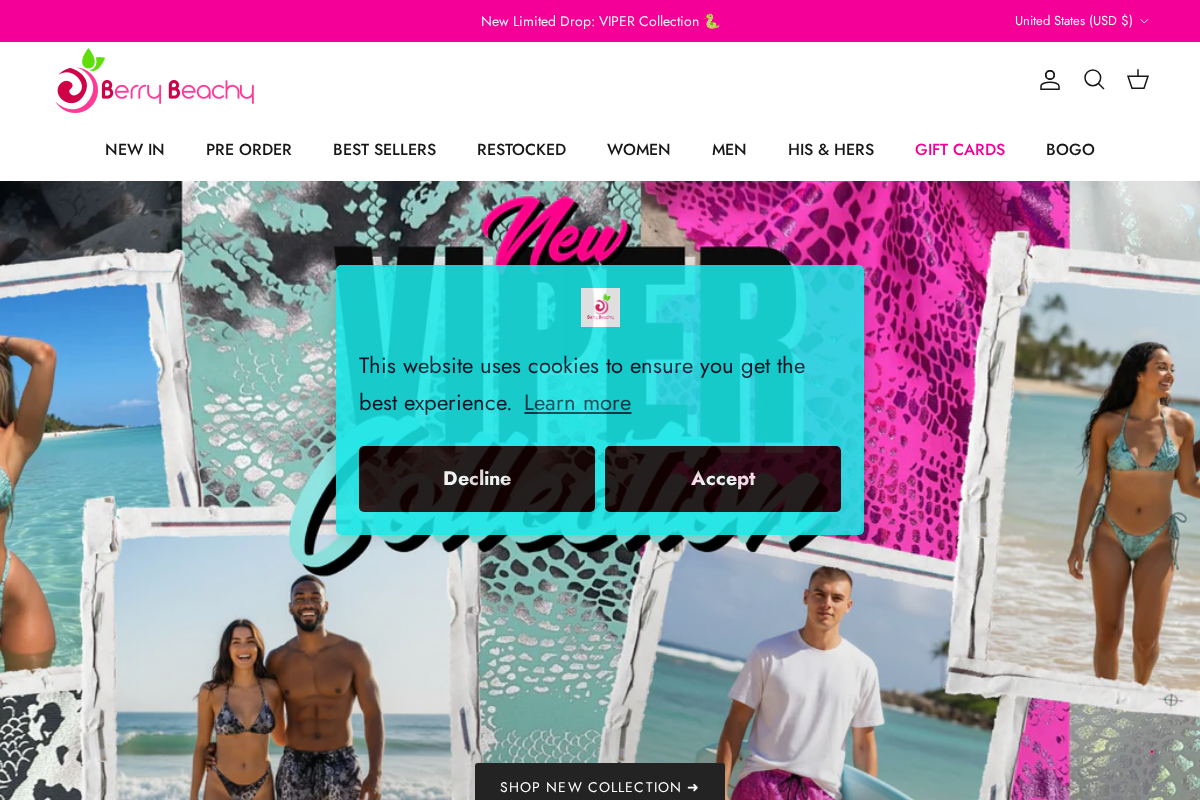 Berry Beachy Swimwear homepage screenshot