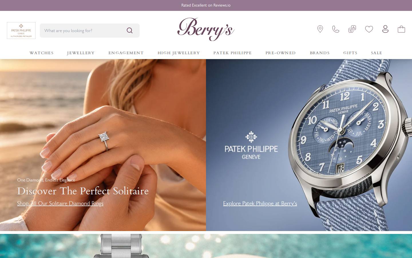 Berry's Jewellers homepage screenshot