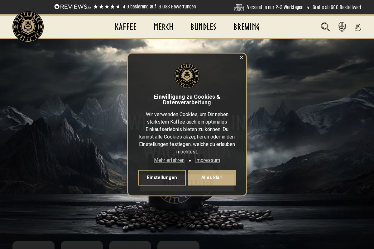 BERSERKER COFFEE COMPANY homepage screenshot