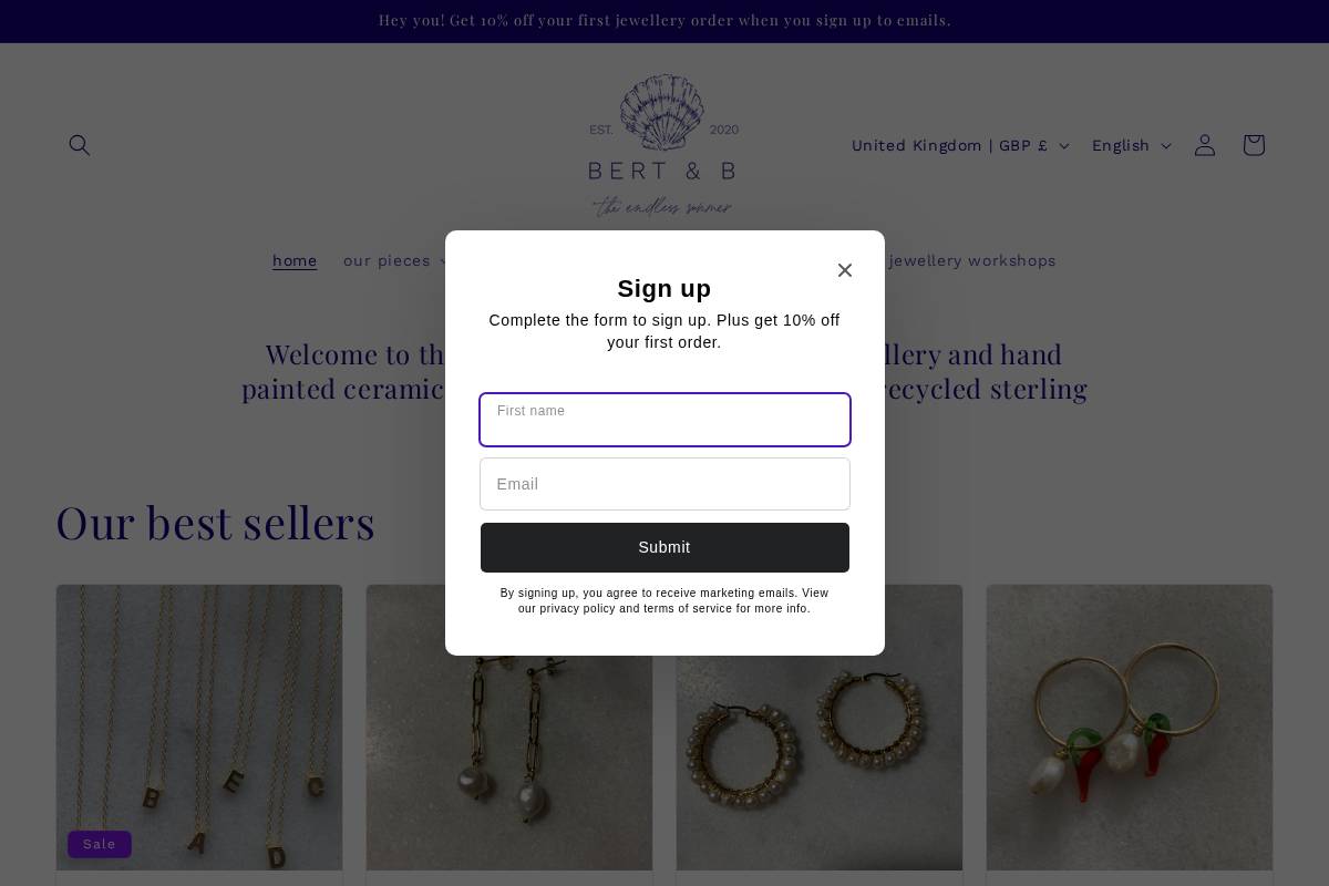Bertandb homepage screenshot