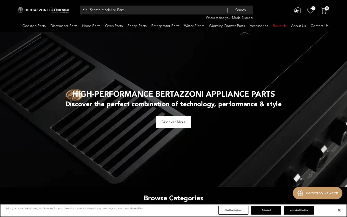 bertazzonipartstore.com homepage screenshot
