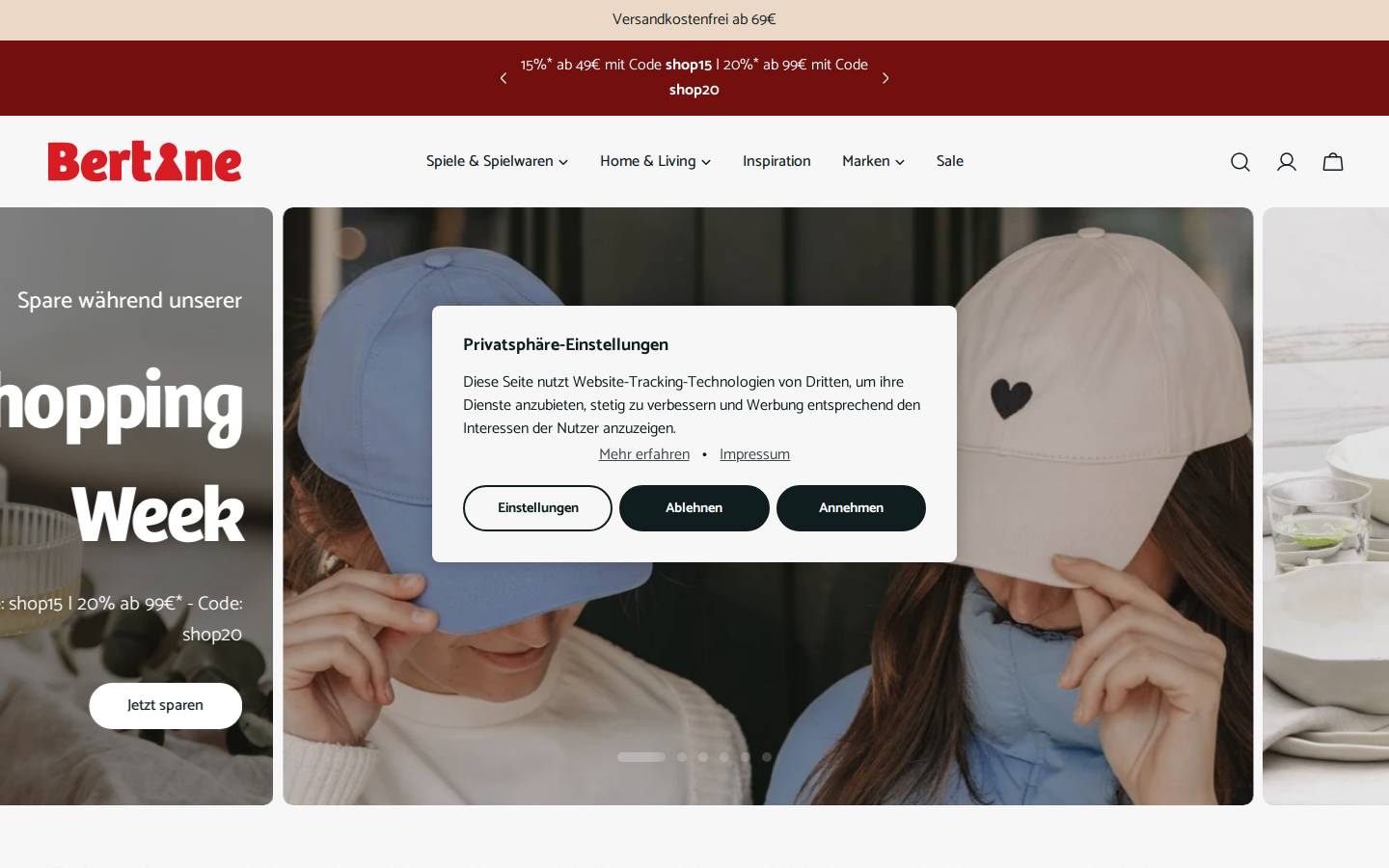 bertine.de homepage screenshot