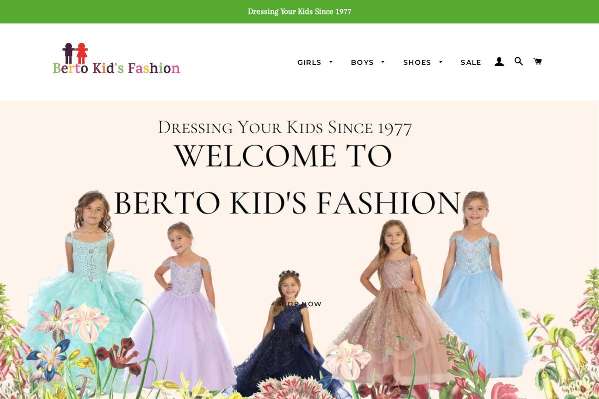 bertokidsfashions.com homepage screenshot