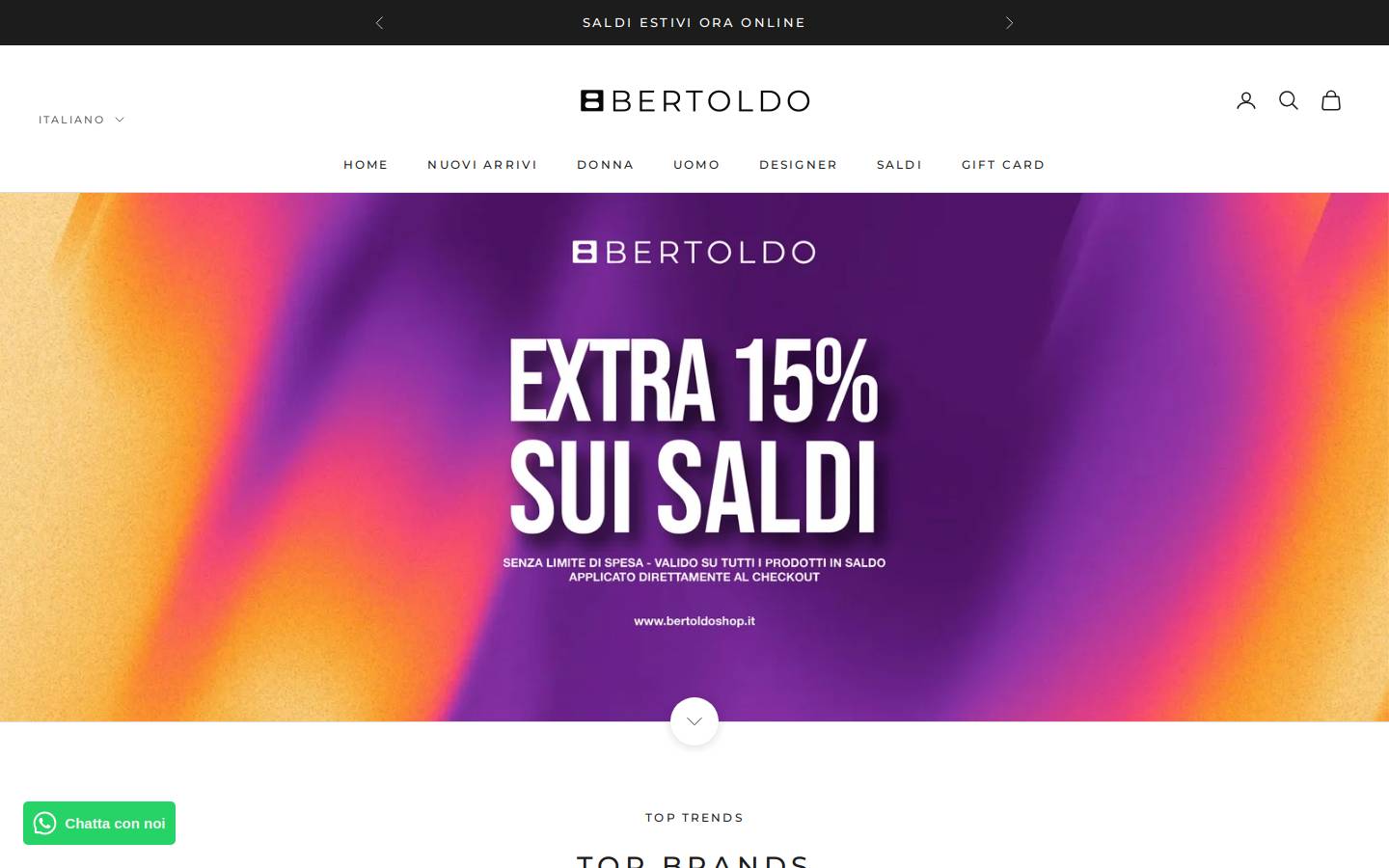 Bertoldoshop homepage screenshot