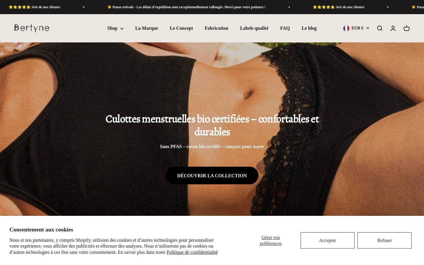 Bertyne homepage screenshot