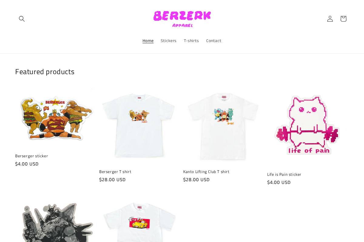 berzerkapparel.shop homepage screenshot