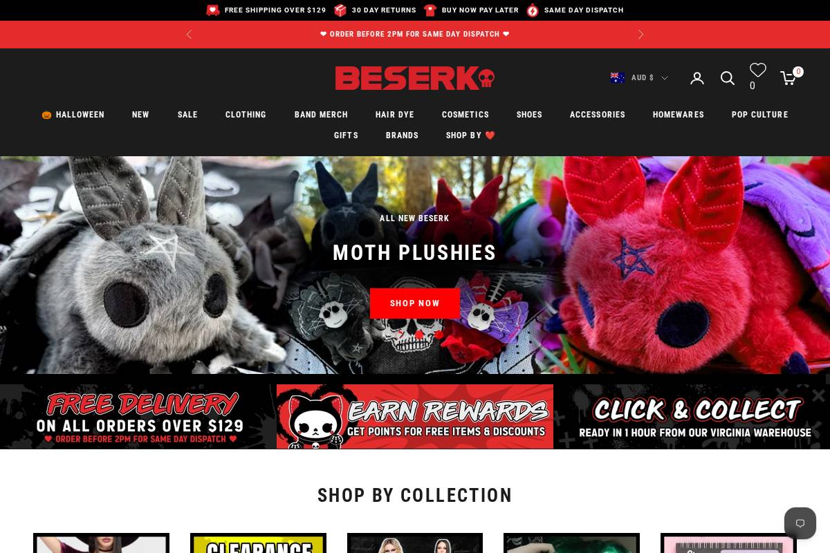 Beserk homepage screenshot
