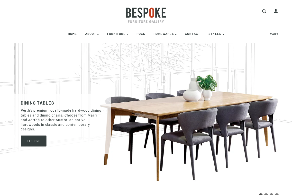 Bespoke Furniture Gallery Perth homepage screenshot
