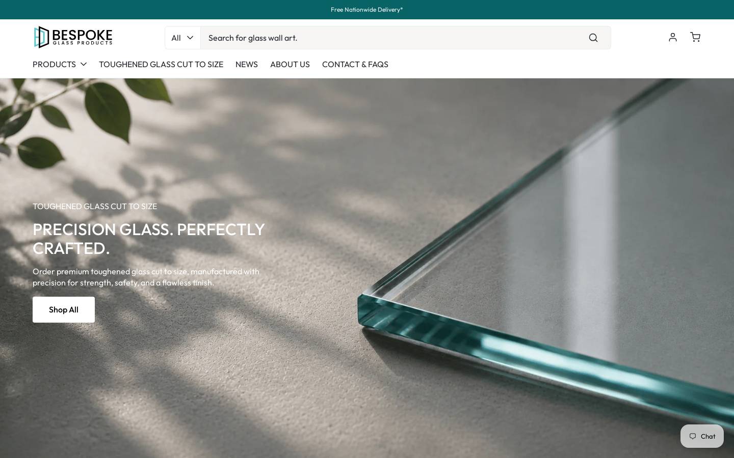 Bespokeglassproducts homepage screenshot