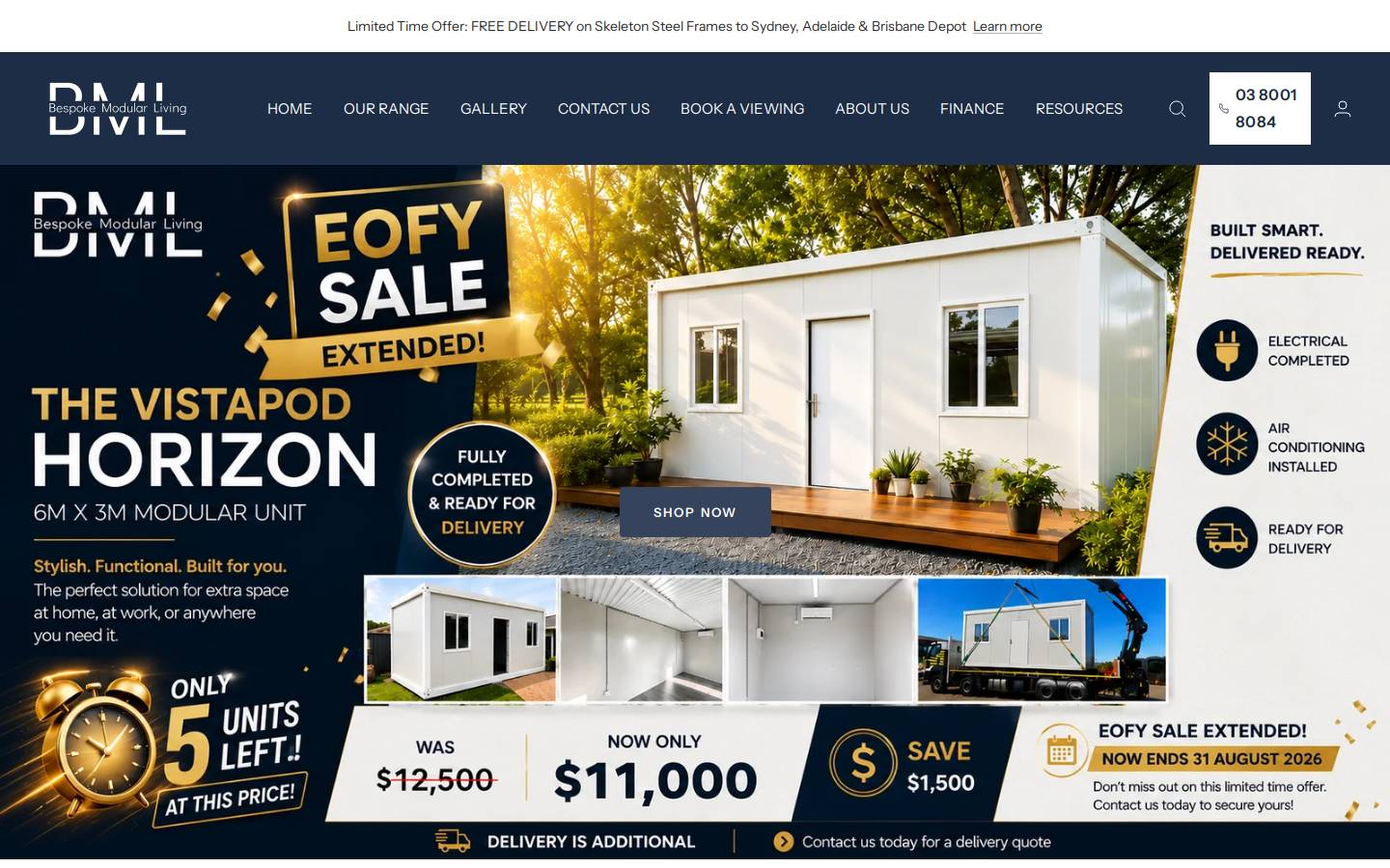bespokemodularliving.com.au homepage screenshot