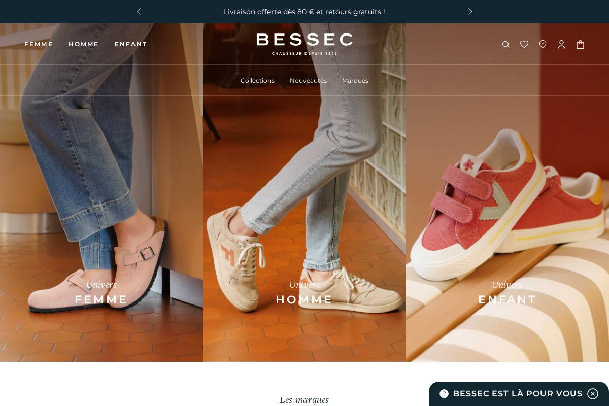 Bessec Chaussures homepage screenshot