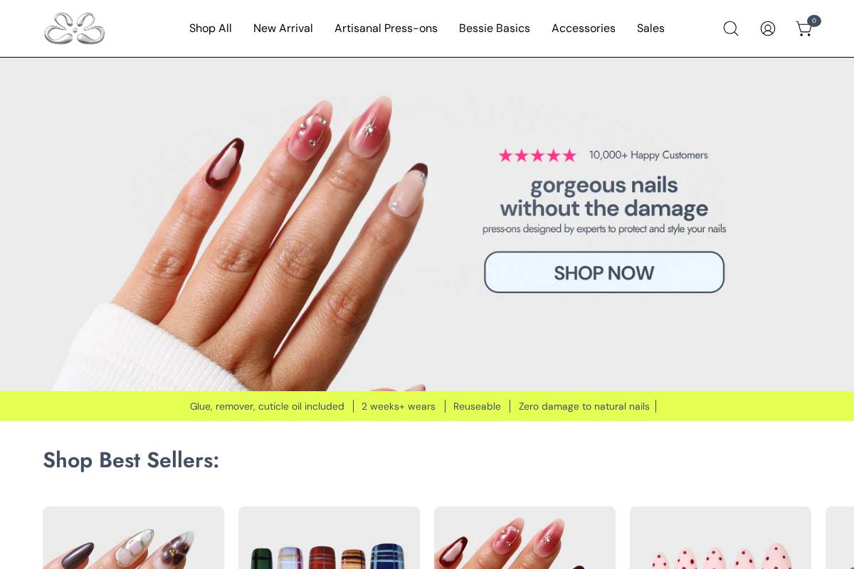 bessienails.com homepage screenshot
