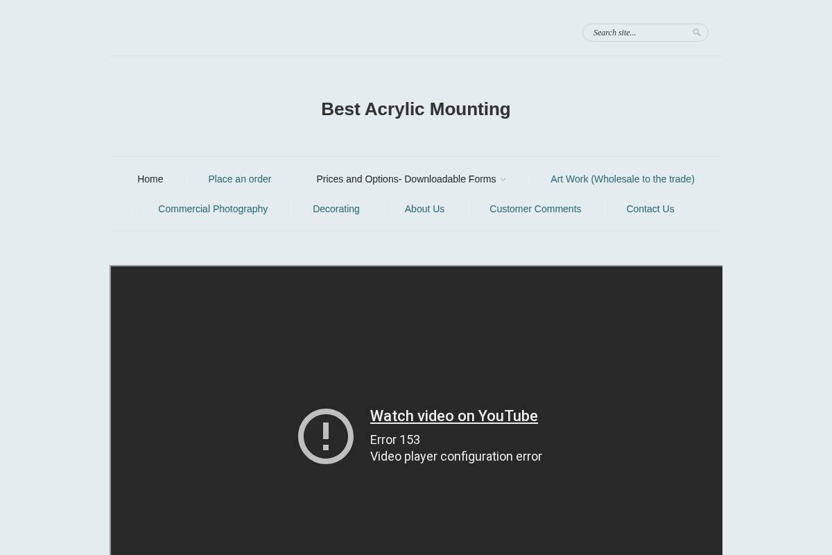 bestacrylicmounting.com homepage screenshot
