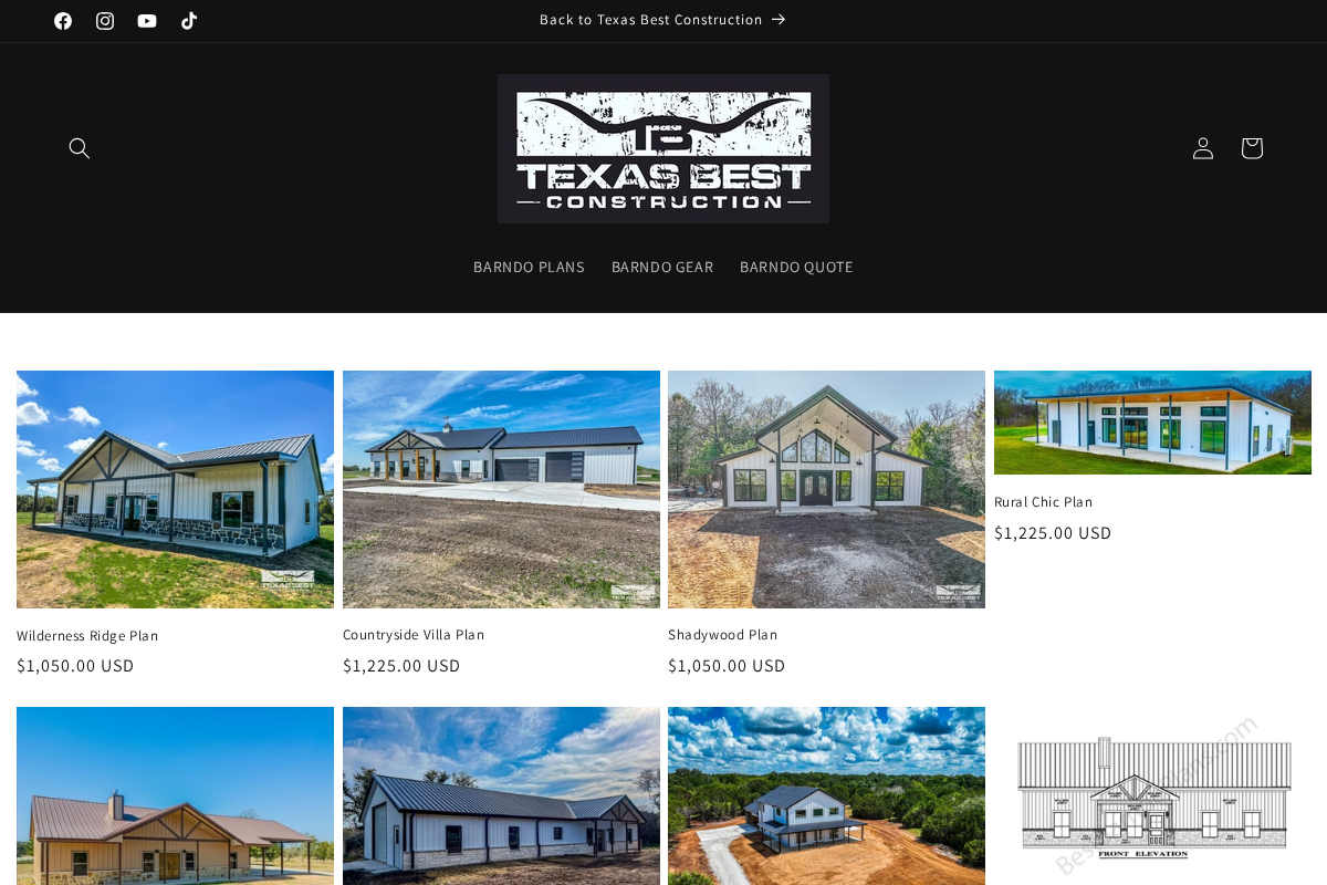 BEST BARNDO PLANS homepage screenshot