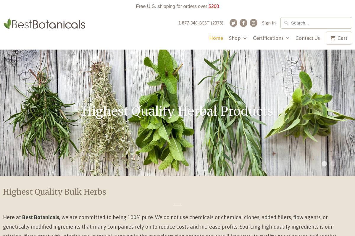 bestbotanicals.com homepage screenshot