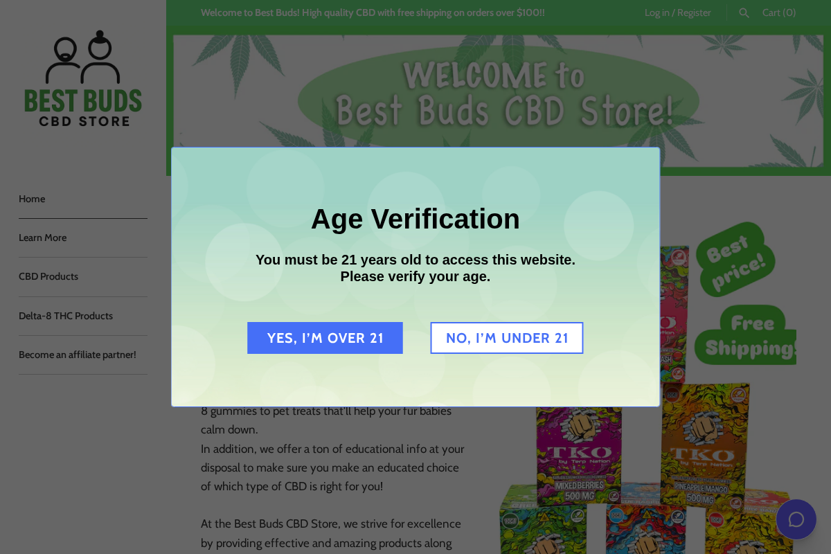 Best Buds CBD Store homepage screenshot