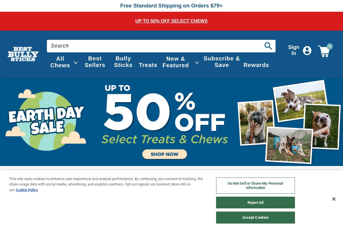 Bestbullysticks homepage screenshot