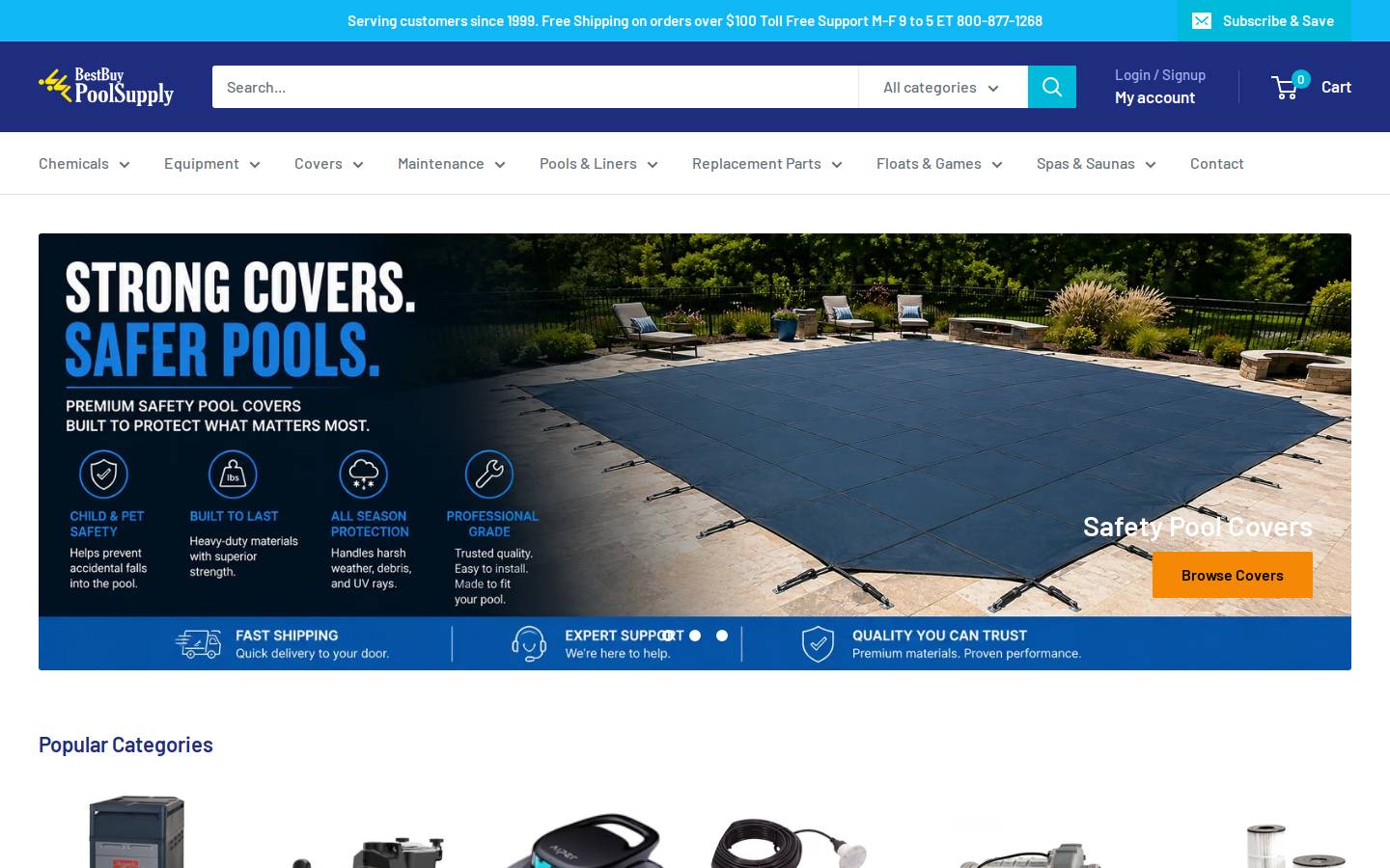 Best Buy Pool Supply homepage screenshot