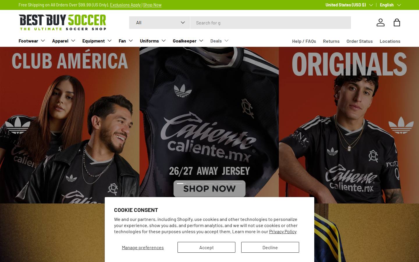 Best Buy Soccer homepage screenshot