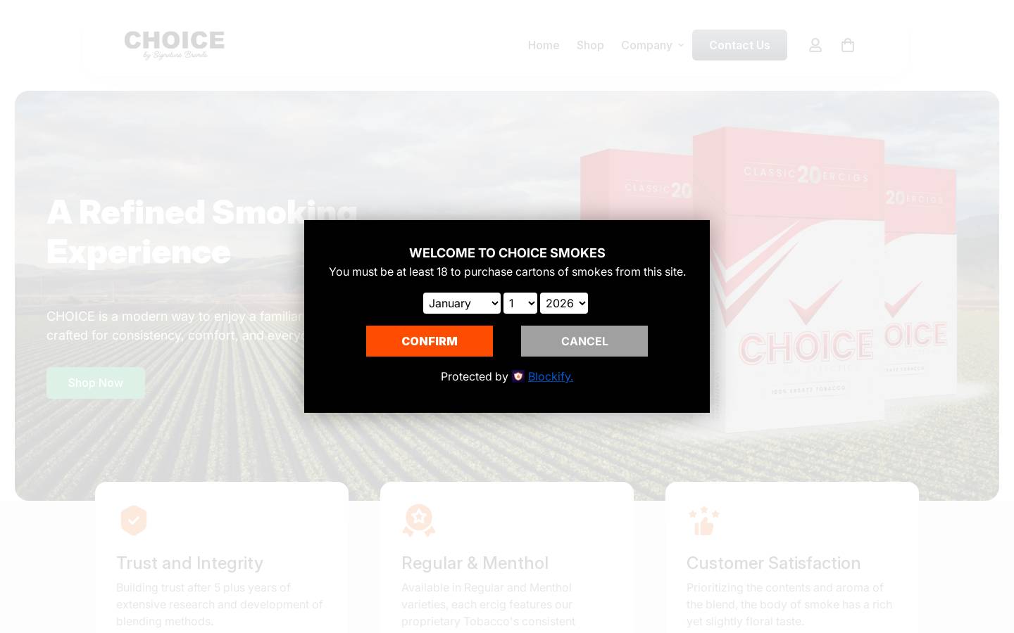 bestchoicesmokes.com homepage screenshot