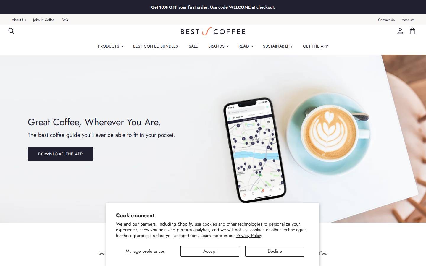 Bestcoffee homepage screenshot