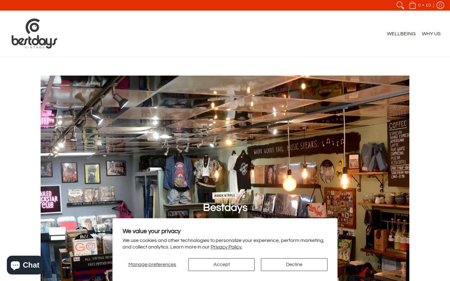 Best Days Vintage homepage screenshot
