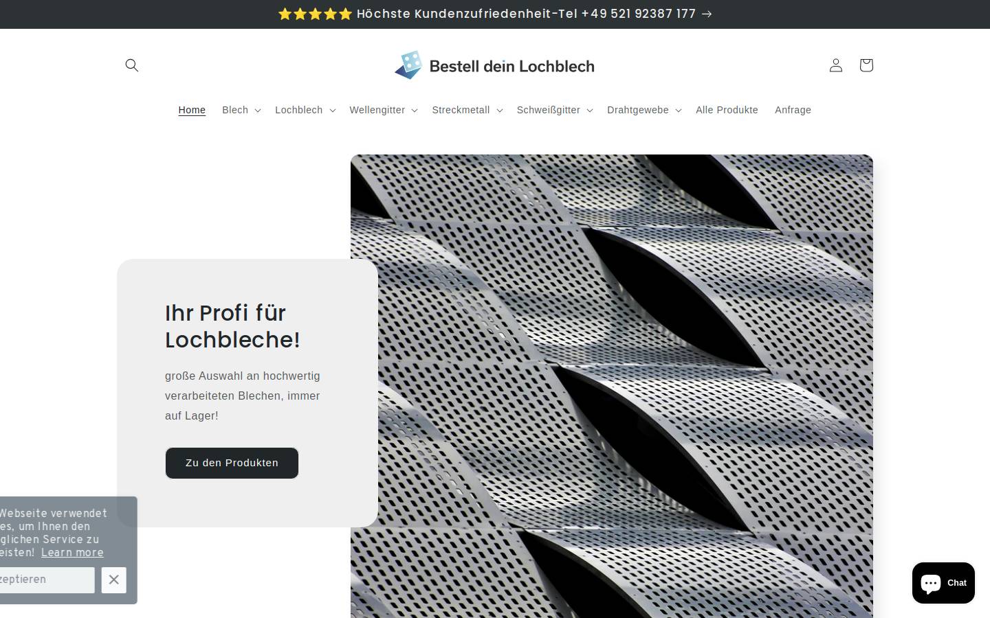 bestell-dein-lochblech.info homepage screenshot