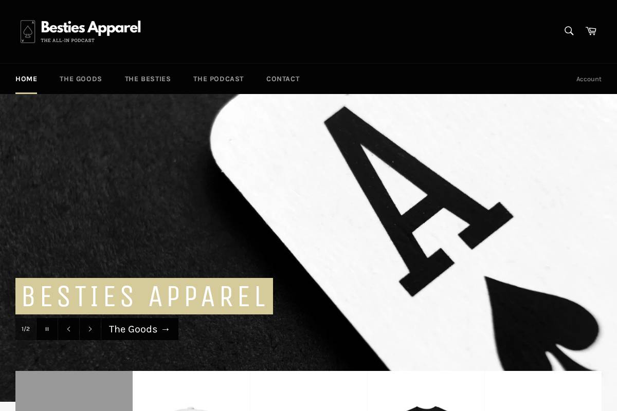 bestiesapparel.com homepage screenshot