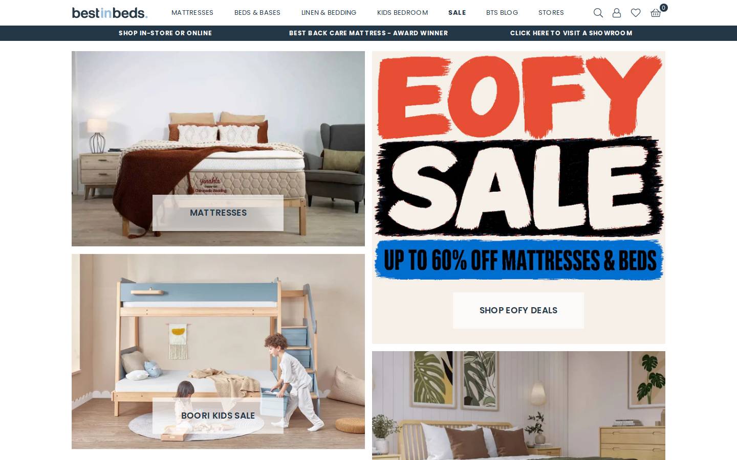 bestinbeds.com.au homepage screenshot