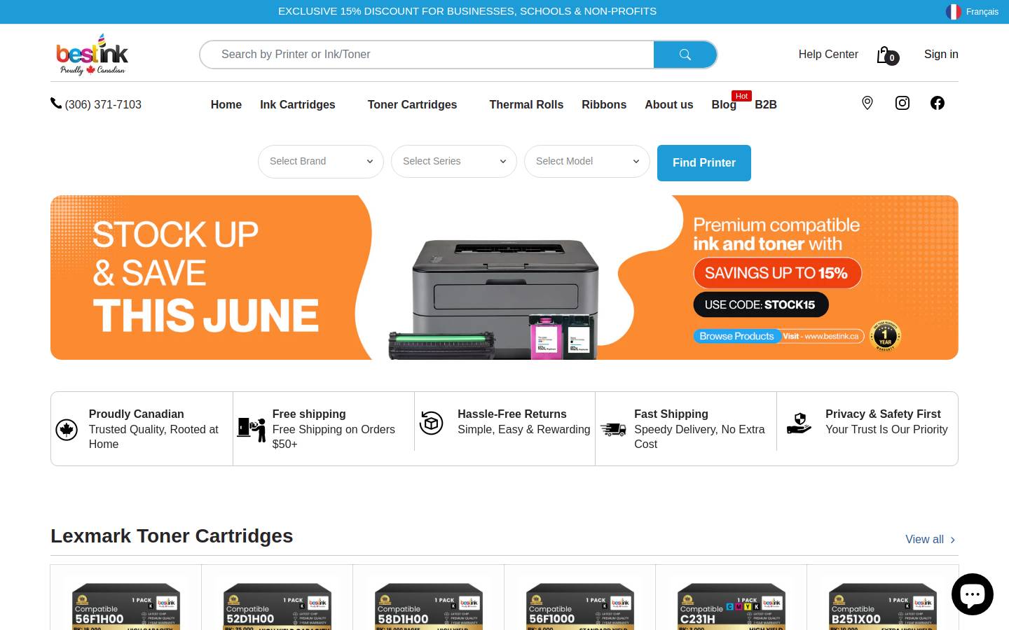 bestink.ca homepage screenshot