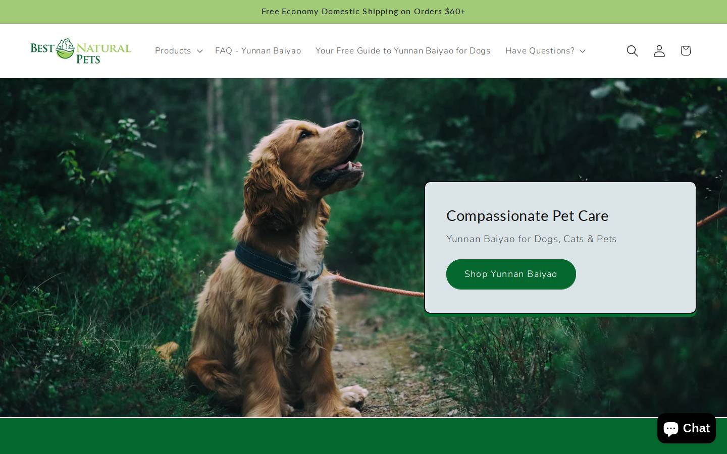 Best Natural Pets homepage screenshot