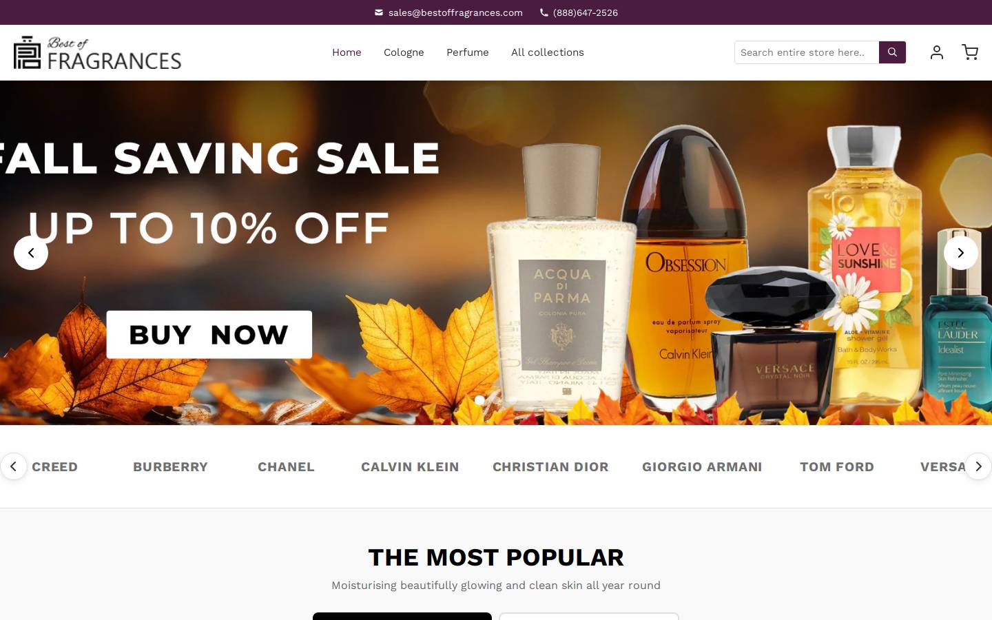 bestoffragrances.com homepage screenshot