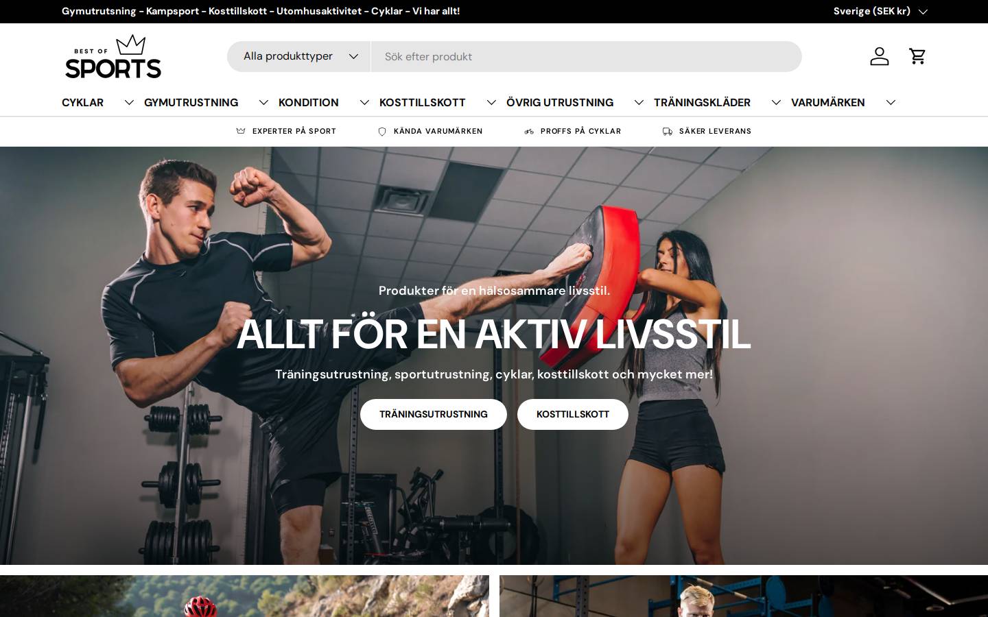 bestofsports.se homepage screenshot