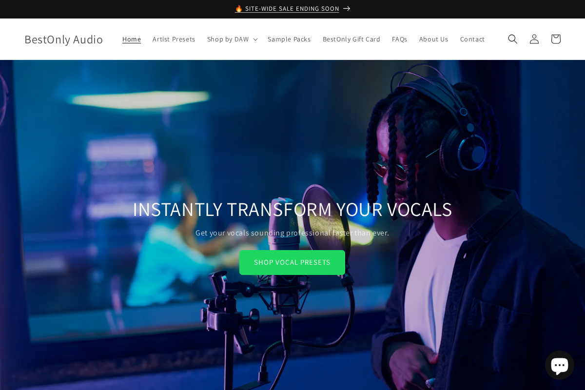 BestOnly Audio homepage screenshot