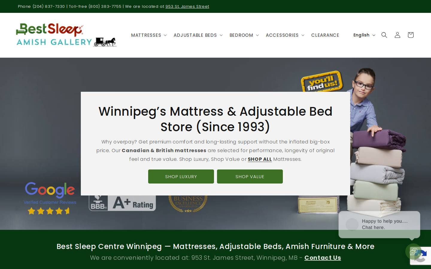 bestsleepcentre.com homepage screenshot