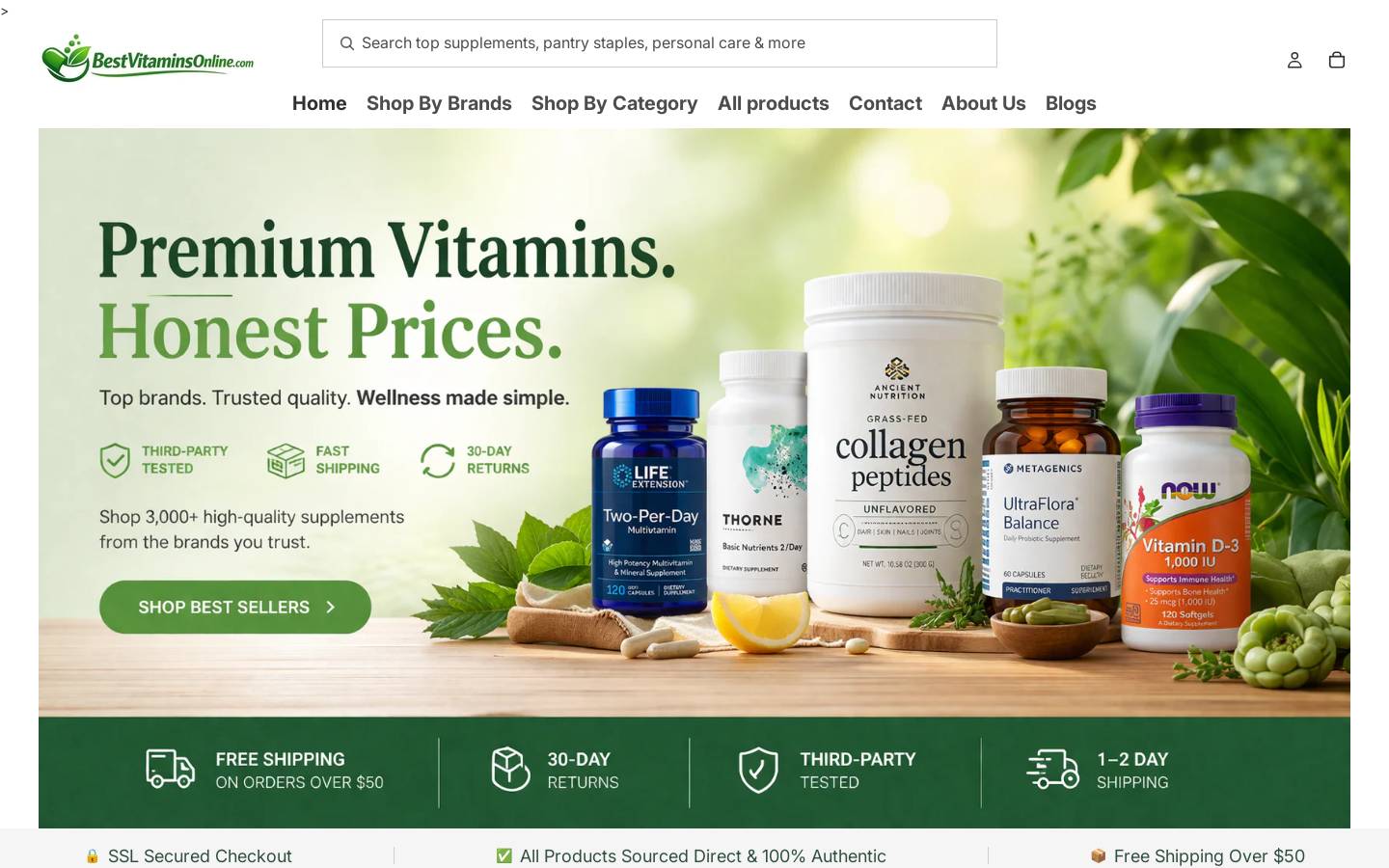 bestvitaminsonline.com homepage screenshot
