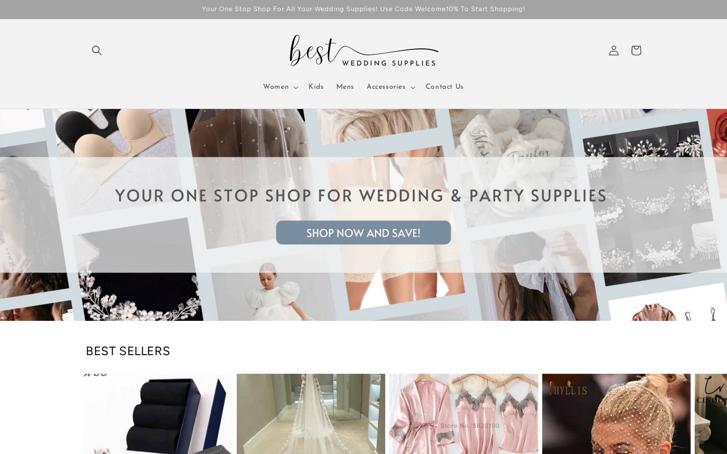 bestweddingsupplies.com homepage screenshot