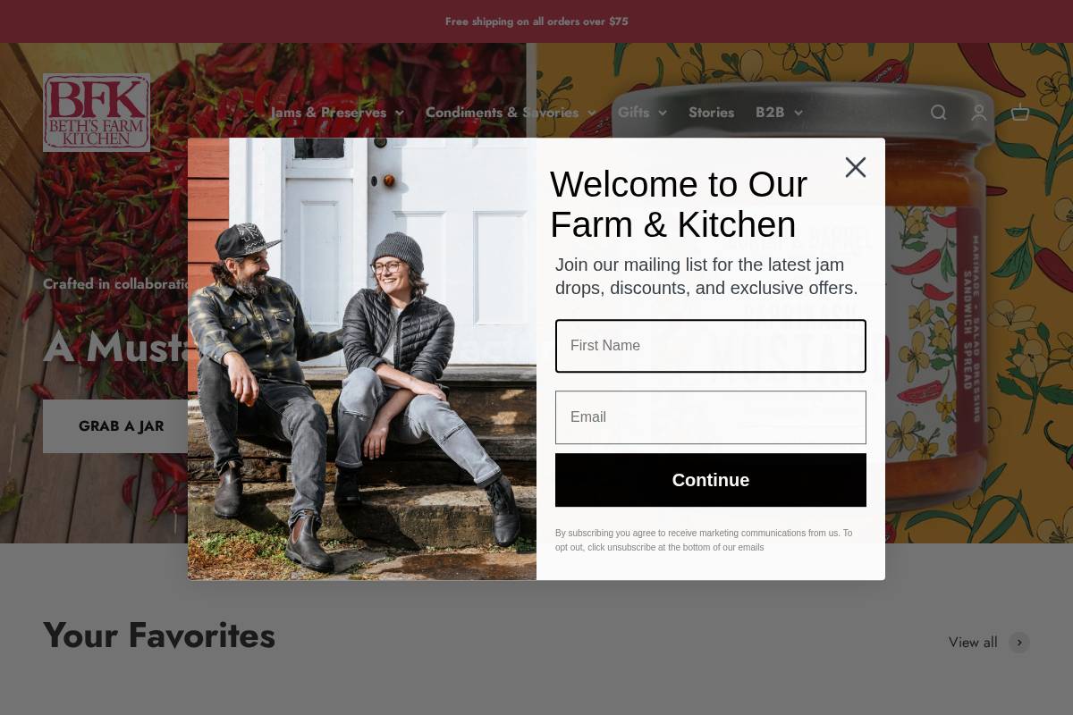 Beth's Farm Kitchen homepage screenshot