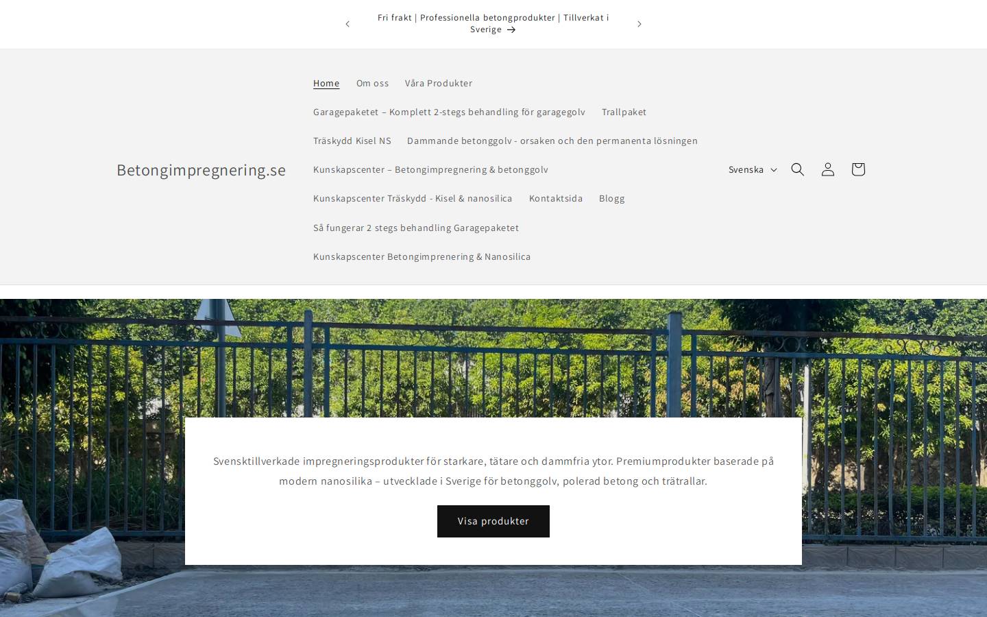 betongimpregnering.se homepage screenshot