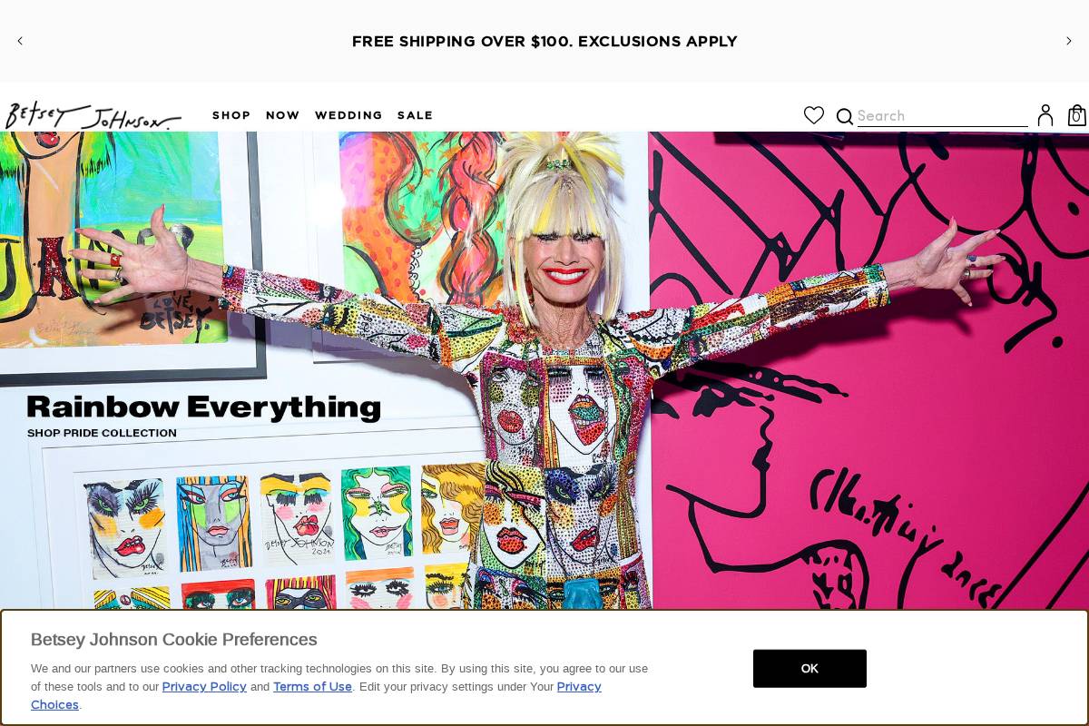 Betsey Johnson homepage screenshot