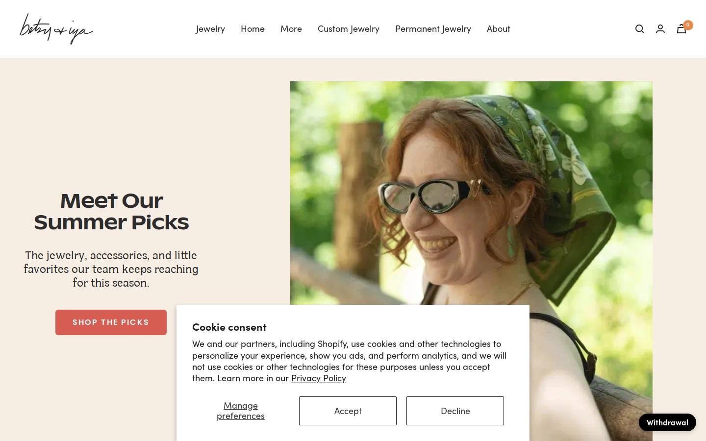 betsyandiya.com homepage screenshot