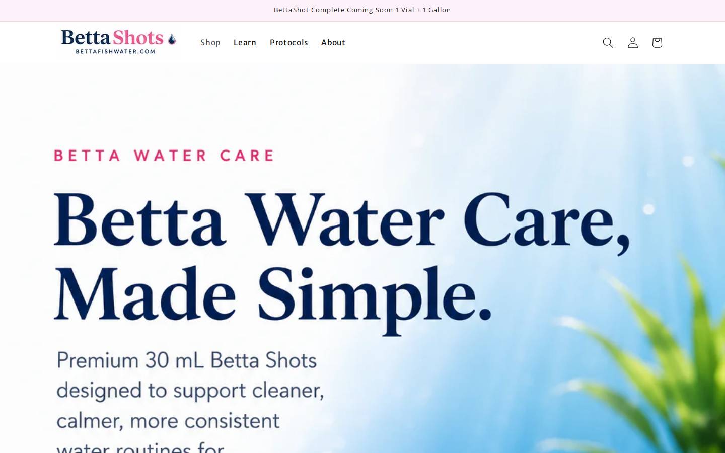 bettafishwater.com homepage screenshot