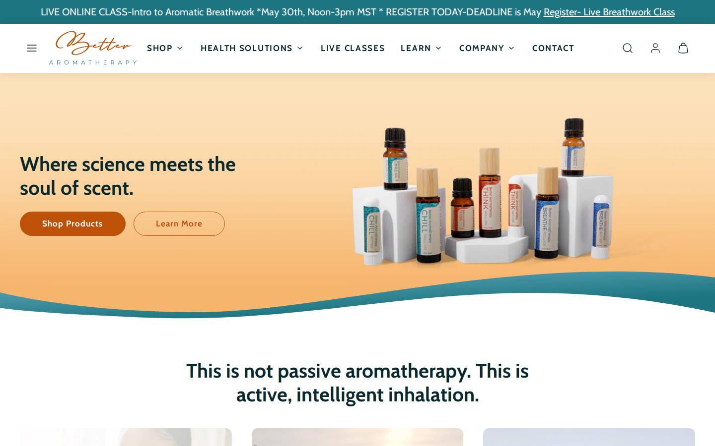 betteraromatherapy.com homepage screenshot