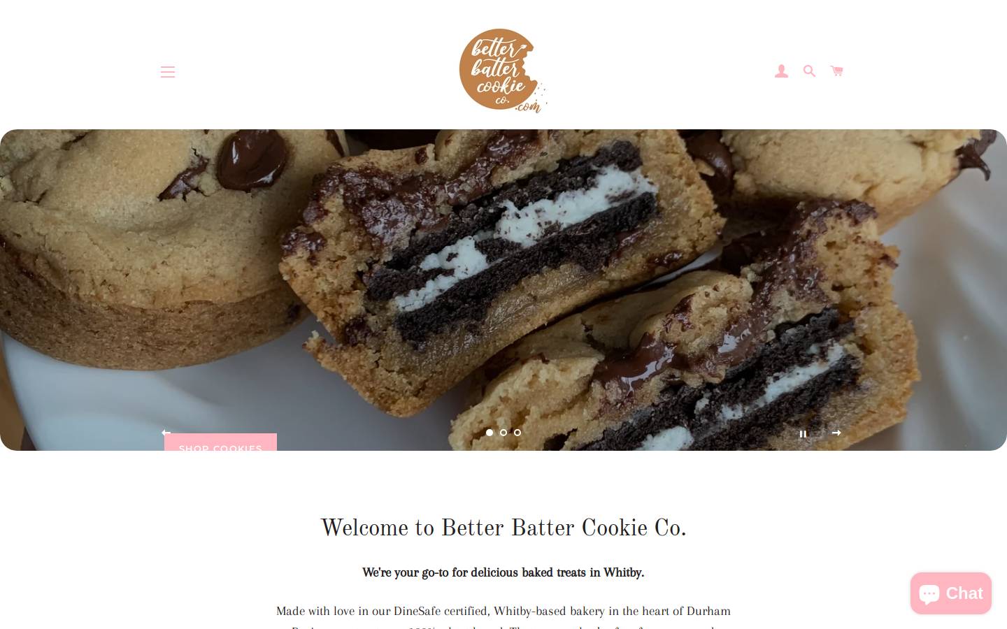betterbattercookieco.com homepage screenshot