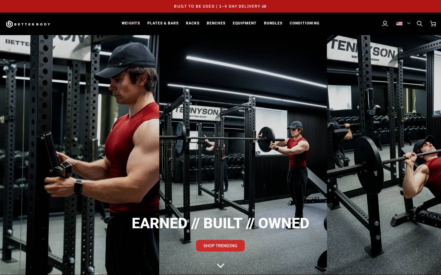 Better Body Equipment homepage screenshot