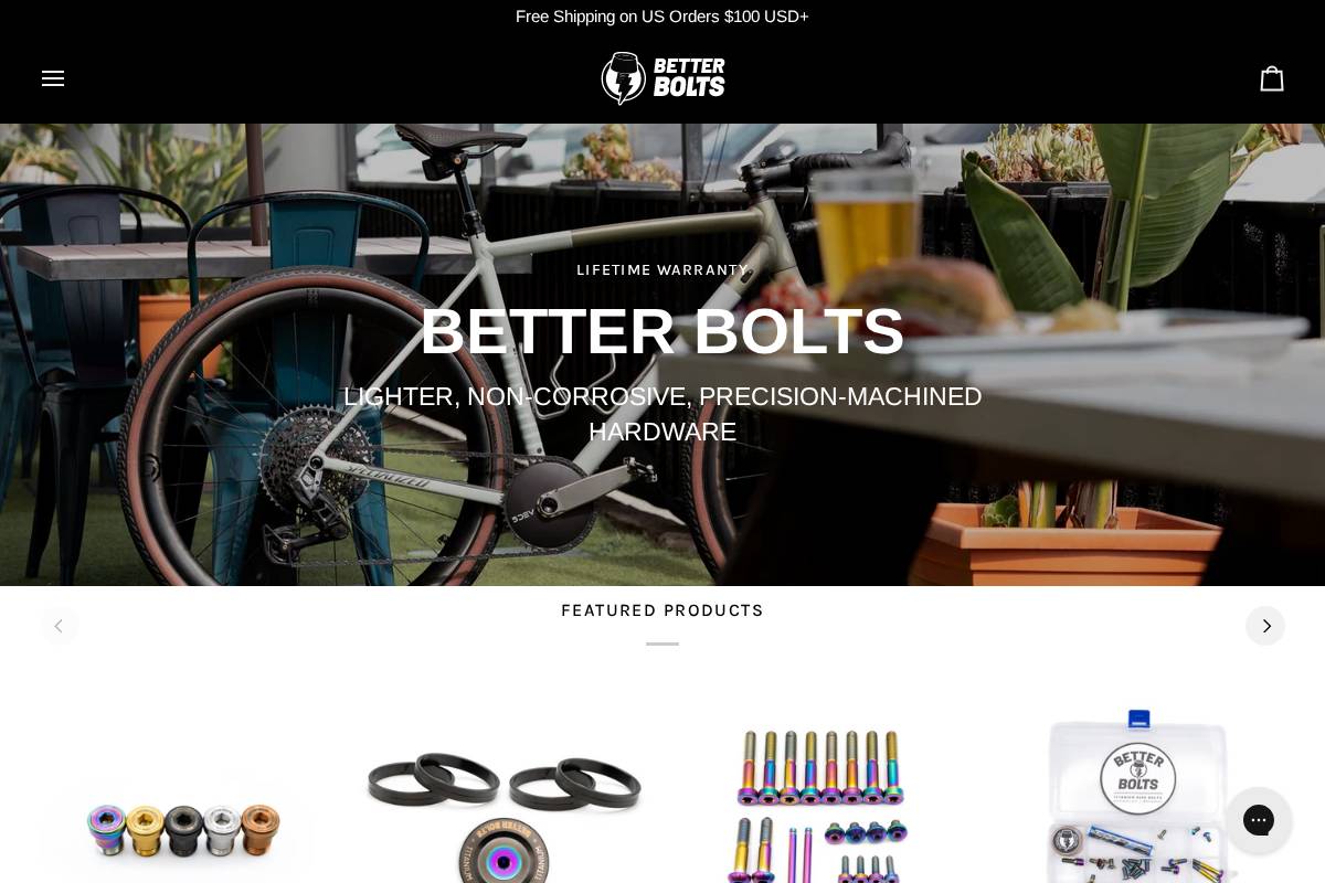 Betterbolts homepage screenshot